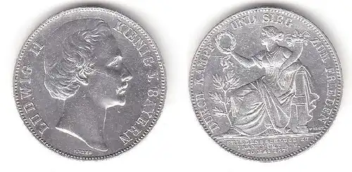1 Siegestaler Silber Muenze Bayern Ludwig II 1871 vz