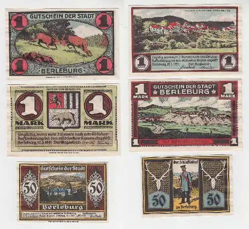 3 Banknoten Notgeld Stadt Berleburg 1921 (115411)