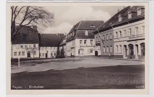 91969 Ak Pegau Kirchplatz mit Geschäften 1941