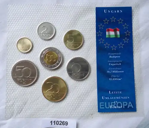 Kursmünzensatz mit 7 Münzen 1 bis 100 Forint Ungarn bankfrisch (110269)