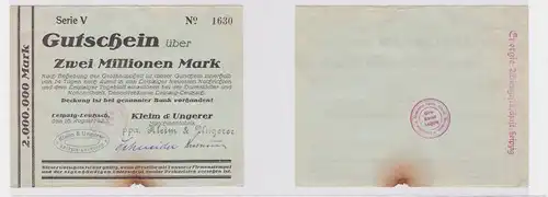 2 Mill. Mark Banknote Leipzig Leutzsch Maschinenfabrik Kleim & Ungerer (122318)