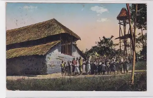 19621 Ak Usaa Tansania Kirche und Schulhaus am Kilimandscharo Deutsch Ost Afrika