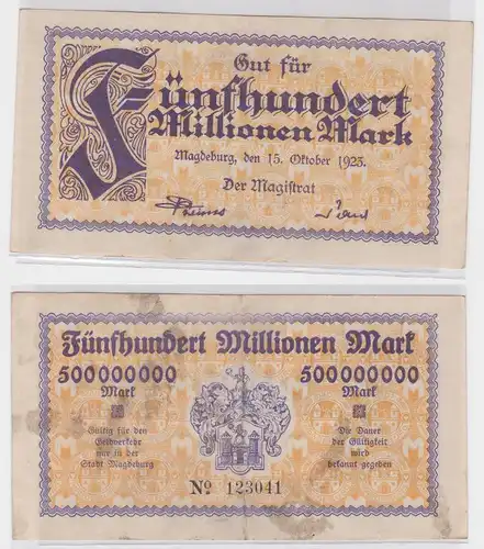 500 Millionen Mark Banknote Stadt Magdeburg 15.10.1923 (122045)