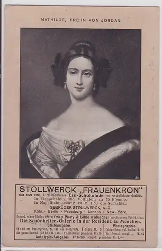 35987 Reklame AK Stollwerck "Frauenkron" Ess-Schokolade Mathilde Freiin v Jordan