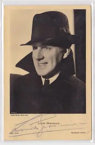 83197 Autograph Karte Deutscher Schauspieler Louis Graveure um 1935