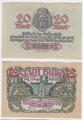 20 Mark Banknote Notgeld Stadt Burg Bez.Magdeburg 1.12.1918 (119033)