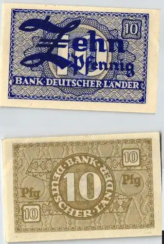 10 Pfennig Banknote Bank Deutscher Länder Rosenberg Nr.251 b (124018)