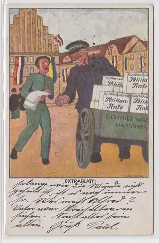 74378 Reklame Ak Pelikan Tinte Günther Wagner Hannover 1916