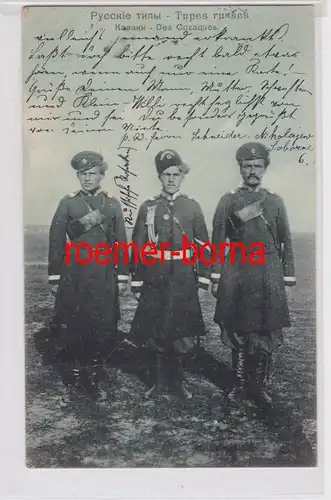 85377 Ak Russische Typen, Kosaken in Uniformen 1907