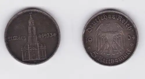 5 Mark Silber Münze 3. Reich Garnisonkirche mit Datum 1934 A Jäger 356 (120175)