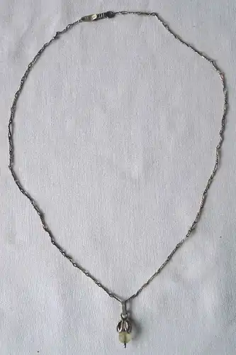 Schöne Kette und Anhänger mit kleiner Perle 835er Silber (118381)