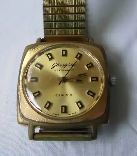 Vergoldete Herren Armbanduhr Marke Glashütte Spezimatic (116730)
