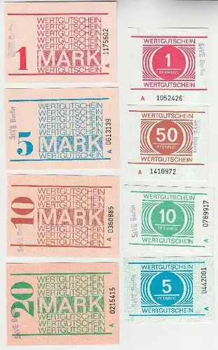 Kompletter Satz DDR 8 Banknoten Gefängnisgeld StVE Waldheim Serie B (116502)
