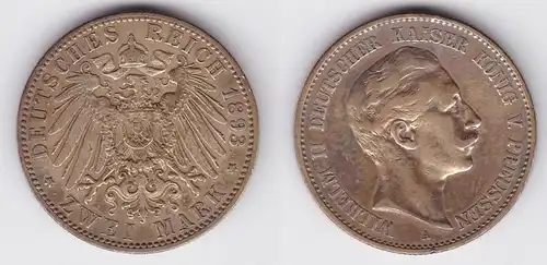 2 Mark Silbermünze Preussen Kaiser Wilhelm II 1893 Jäger 102  (123835)