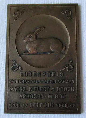 Plakette Kaninhandelsgesellschaft Maerz Kielert & Booch-Arkossy Leipzig (115823)