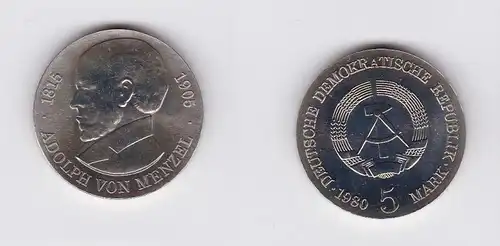 DDR Gedenk Münze 5 Mark Adolph von Menzel 1980 (119734)