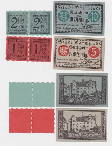 6 Banknoten Notgeld Stadt Darmstadt 1920 (122524)