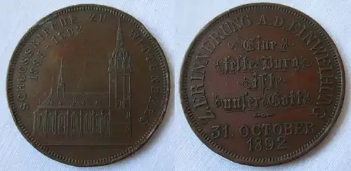 Bronzemedaille Auf die Einweihung der Schlosskirche zu Wittenberg 1892 (125765)