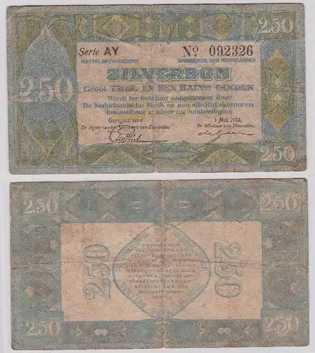 2,50 Gulden Silverbon Banknote Niederlande 1.Mai 1922 (104635)