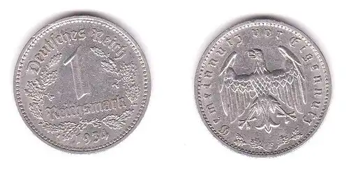 1 Mark Nickel Münze III.Reich 1934 F Jäger Nr. 354 (115241)