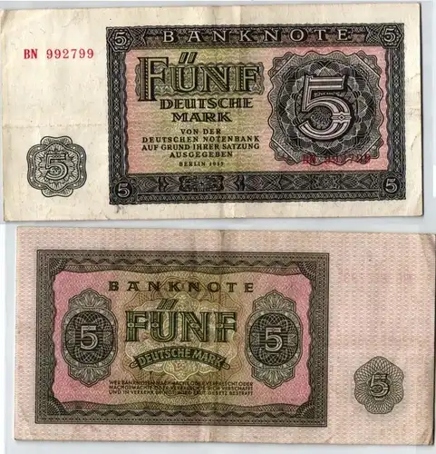 5 Mark Banknote DDR Deutsche Notenbank Berlin 1955 (120407)
