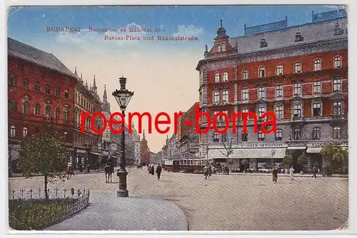 82990 Ak Budapest Ungarn Baross Platz und Rakoczistrasse 1918