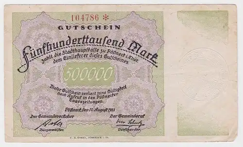 500000 Mark Banknote Gemeinde Pössneck 11.08.1923 (124804)