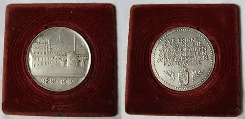Seltene Silber Medaille 300 Jahre Schmelzhütten Halsbrücke 1612-1912 (115942)