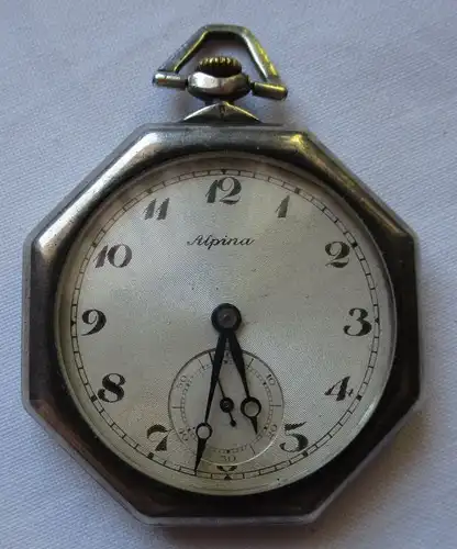 Elegante Lépine Herren Taschenuhr Alpina 925er Silber um 1930 (124704)