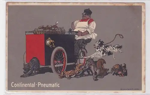 90588 Reklame Humor Ak Continental Pneumatic Imbisswagen um 1914