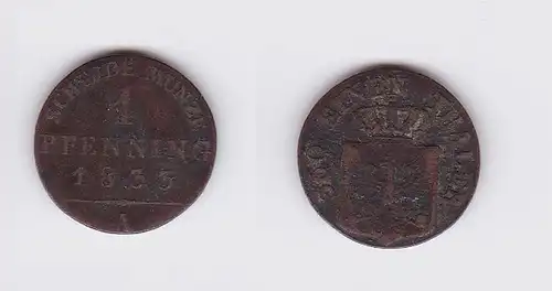 1 Pfennig Kupfer Münze Preussen Friedrich Wilhelm III 1833 A (117196)