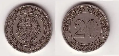 20 Pfennig Nickel Münze Deutsches Reich 1888 A Jäger Nr.6 (104334)