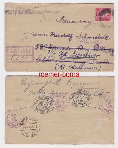75264 seltener Einschreiben Brief USA mit 20 Cents Golden Gate Marke 1928
