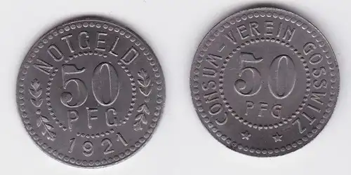 50 Pfennig Eisen Notgeld Consum-Verein Gosswitz (Goßwitz) 1921 (124466)