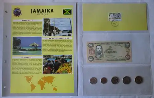 KMS 1 Cent - 1 Dollar, Briefmarke 50 Cent, 2 Dollar Banknote Jamaika (126005)