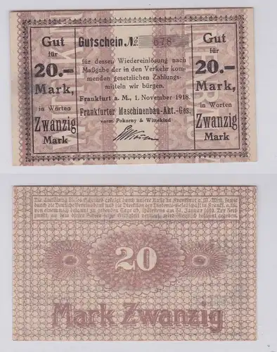 20 Mark Banknote Notgeld Frankfurter Maschinenbau AG 1.11.1918 (126457)