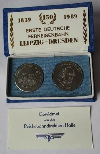 DDR Medaillen 150 Jahre 1. Deutsche Ferneisenbahn Leipzig-Dresden 1989 (112234)