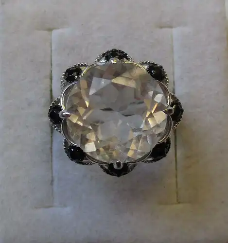 Hochwertiger 925er Sterling Silber SPG Ring mit riesigem Bergkristall (126607)