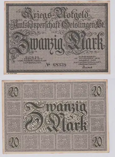 20 Mark Banknote Amtskörperschaft Geislingen November 1918 (126623)
