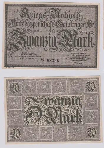 20 Mark Banknote Amtskörperschaft Geislingen November 1918 (126290)