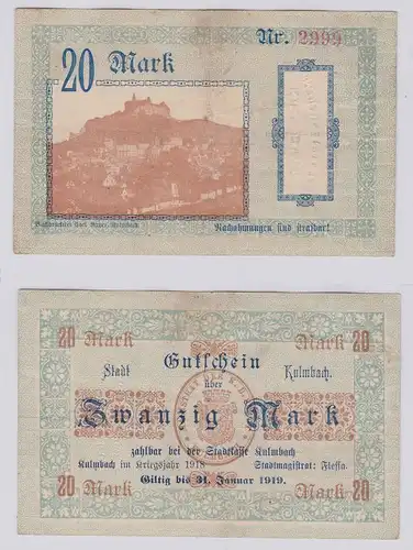 20 Mark Banknote Notgeld Stadt Kulmbach Kriegsjahr 1918 (125972)