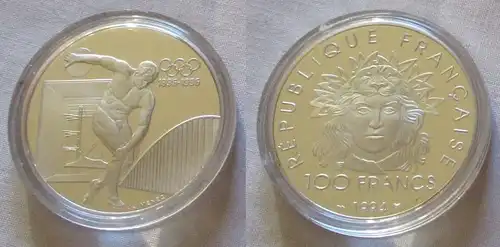 100 Franc Silber Münze Frankreich Olympia 1996 100 Jahre Spiele 1994 (126423)