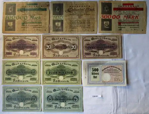 11 Banknoten Inflation Stadt Pößneck 1923 (126381)