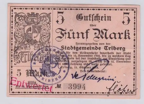 5 Mark Banknote Notgeld Stadtgemeinde Triberg 15.10.1918 (126107)