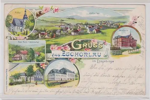 89391 Ak Lithographie Gruß aus Zschorlau im Erzgebirge 1902