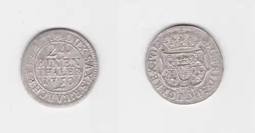 1/24 Taler Silber Münze Kurfürstentum Sachsen Friedrich August II. 1750 (127354)