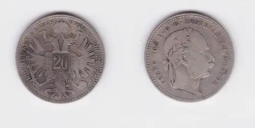 20 Kreuzer Silber Münze Habsburg Österreich Franz Joseph I. 1868 (126974)
