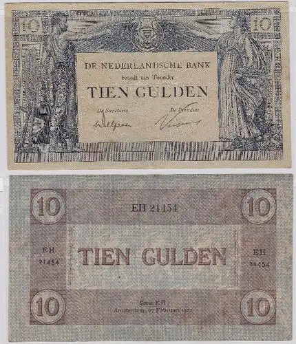 Seltene 10 Gulden Banknote Niederlande 27.Februar 1922 (101260)