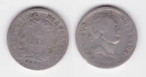 1/2 Franc Silber Münze Frankreich Napoleon 1808 (126700)