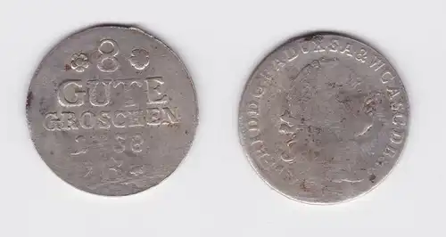 8 Gute Groschen Silber Münze Anhalt-Bernburg Kriegsgeld 1758 B (127200)